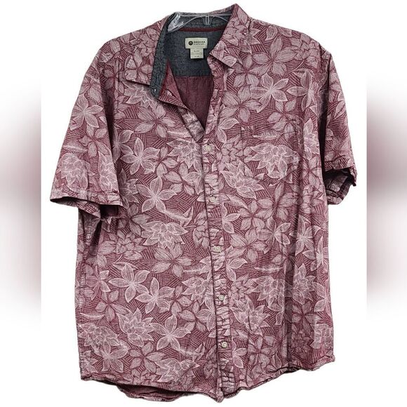 Haggar Men's XL Tropical Red Short Sleeve Camp Casual Button Down Shirt Hawaiian - Picture 2 of 12